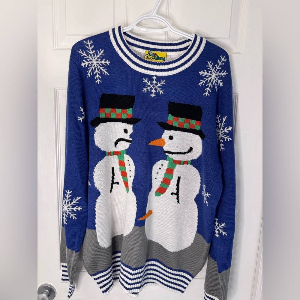Tipsy Elves Festive Blue Snowman Crewneck Sweater